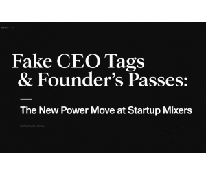 Fake CEO Tags & Founder’s Passes: The New Power Move at Startup Mixers