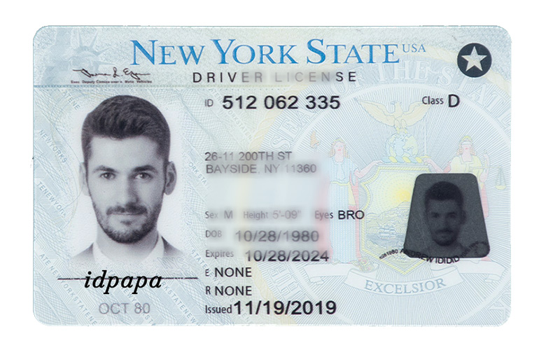 Fake New York driver’s license with the name IDPAPA