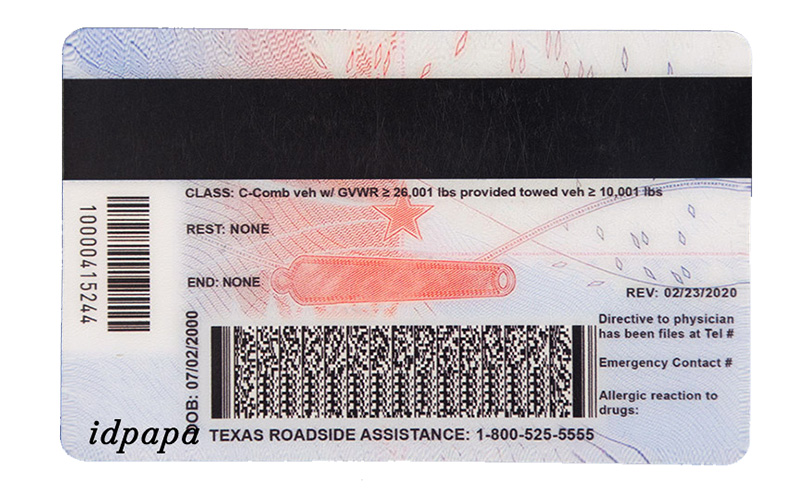 Texas fake-id back